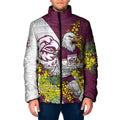 Manly Warringah Sea Eagles Padded Jacket Golden Wattle Floral Polynesian - Australian Flower - Rugby Mascot
