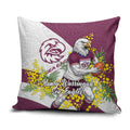 Manly Warringah Sea Eagles Pillow Cover Golden Wattle Floral Polynesian - Australian Flower - Rugby Mascot