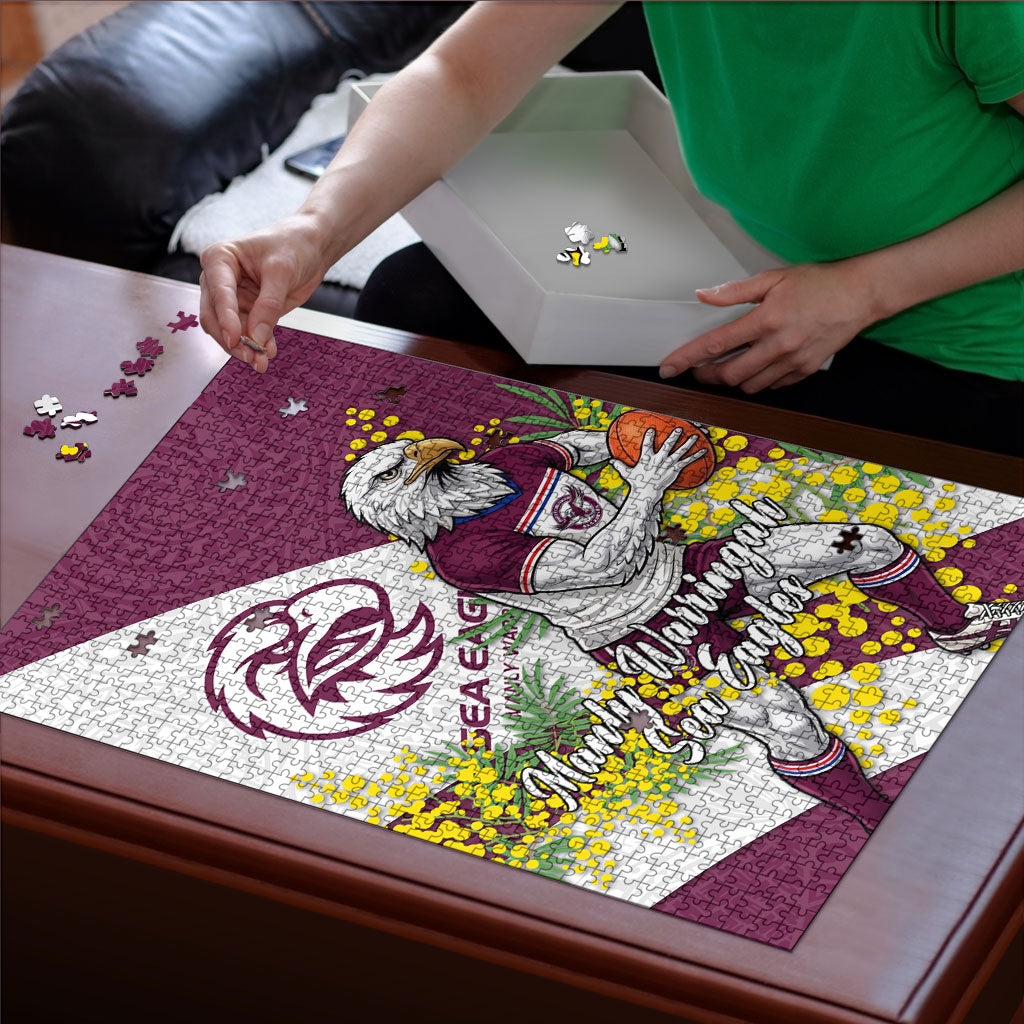 Manly Warringah Sea Eagles Puzzle Golden Wattle Floral Polynesian - Australian Flower - Rugby Mascot