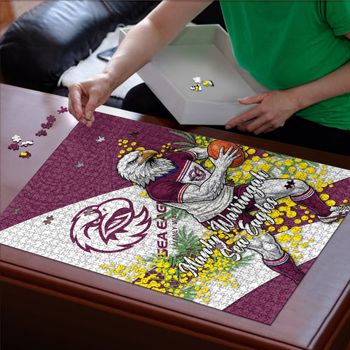 Manly Warringah Sea Eagles Puzzle Golden Wattle Floral Polynesian - Australian Flower - Rugby Mascot