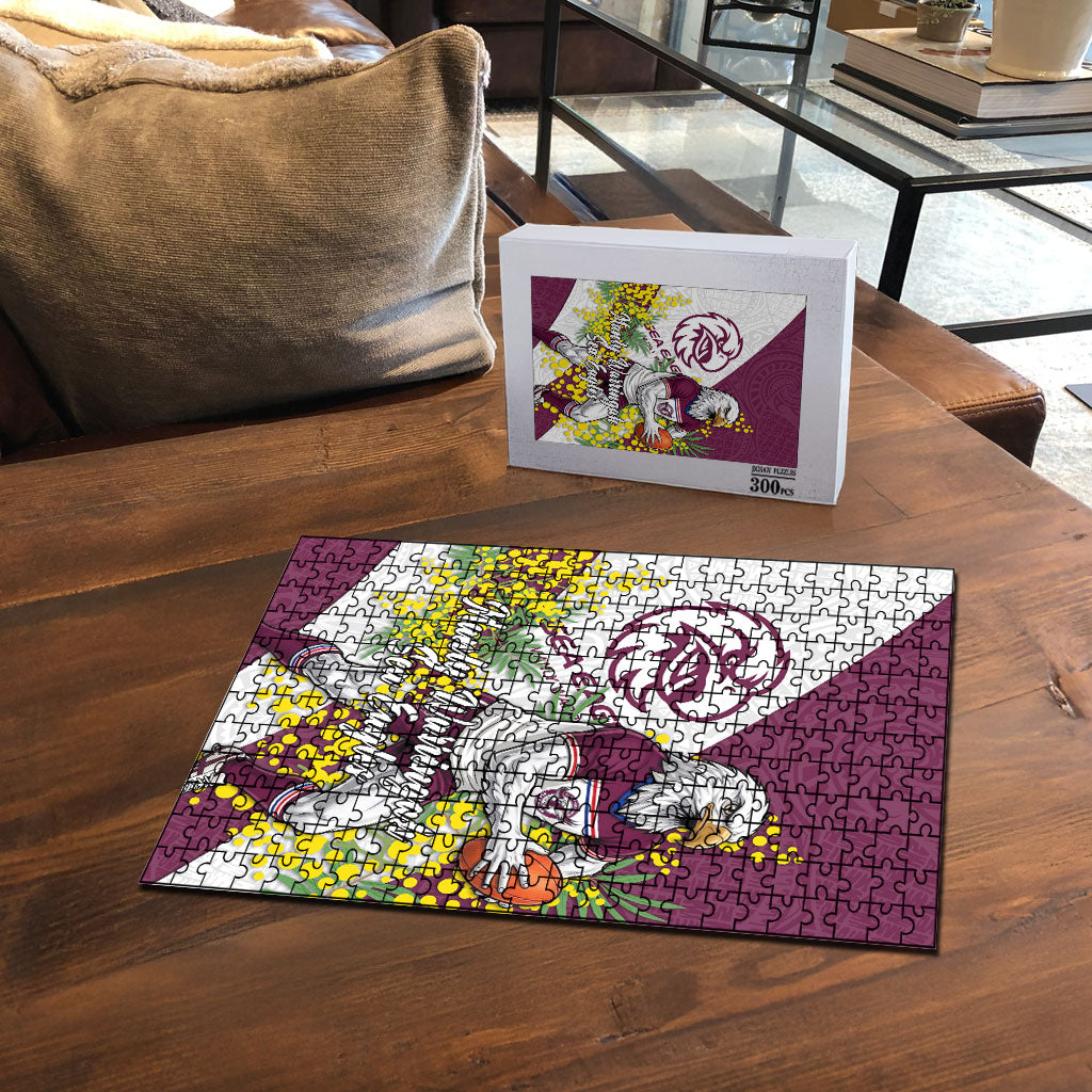 Manly Warringah Sea Eagles Puzzle Golden Wattle Floral Polynesian - Australian Flower - Rugby Mascot