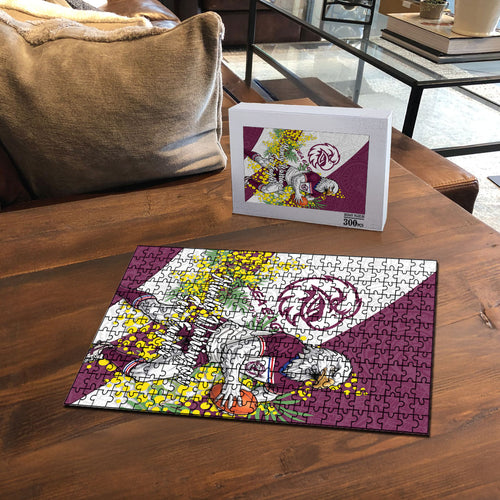 Manly Warringah Sea Eagles Puzzle Golden Wattle Floral Polynesian - Australian Flower - Rugby Mascot