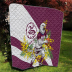Manly Warringah Sea Eagles Quilt Golden Wattle Floral Polynesian - Australian Flower - Rugby Mascot