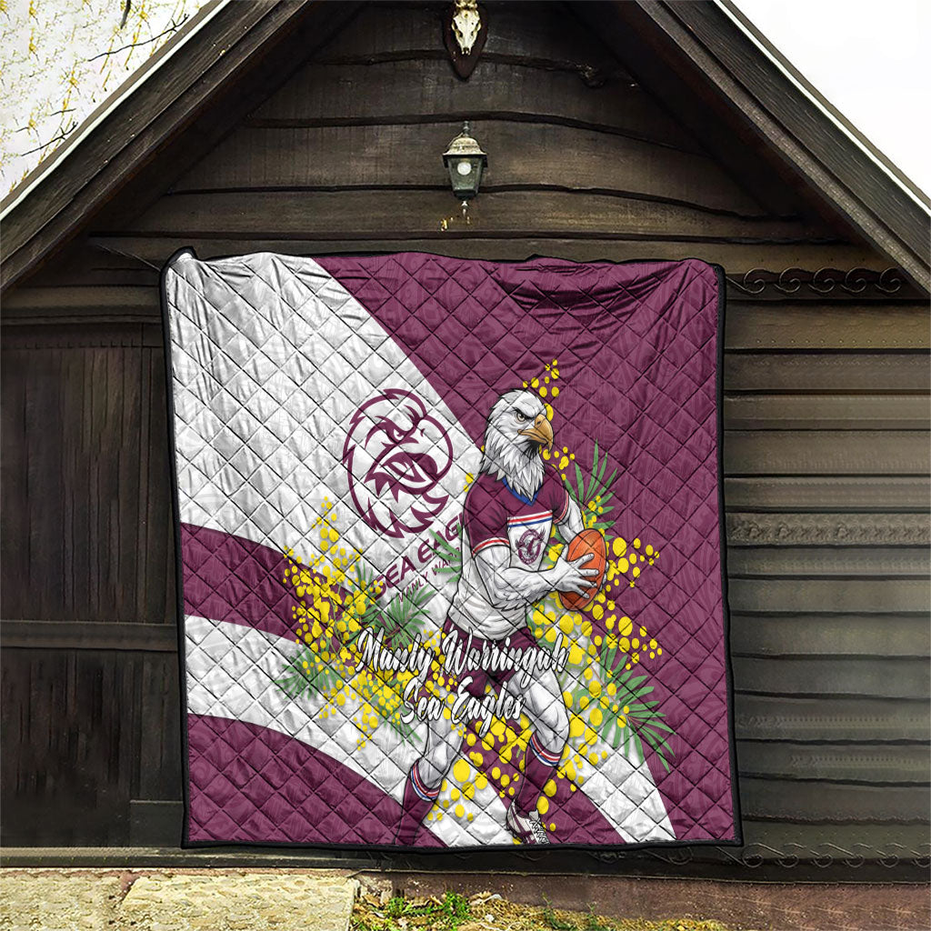 Manly Warringah Sea Eagles Quilt Golden Wattle Floral Polynesian - Australian Flower - Rugby Mascot