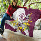 Manly Warringah Sea Eagles Quilt Golden Wattle Floral Polynesian - Australian Flower - Rugby Mascot
