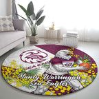 Manly Warringah Sea Eagles Round Carpet Golden Wattle Floral Polynesian - Australian Flower - Rugby Mascot