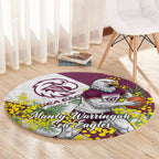 Manly Warringah Sea Eagles Round Carpet Golden Wattle Floral Polynesian - Australian Flower - Rugby Mascot