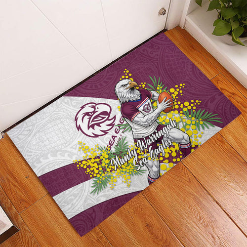 Manly Warringah Sea Eagles Rubber Doormat Golden Wattle Floral Polynesian - Australian Flower - Rugby Mascot