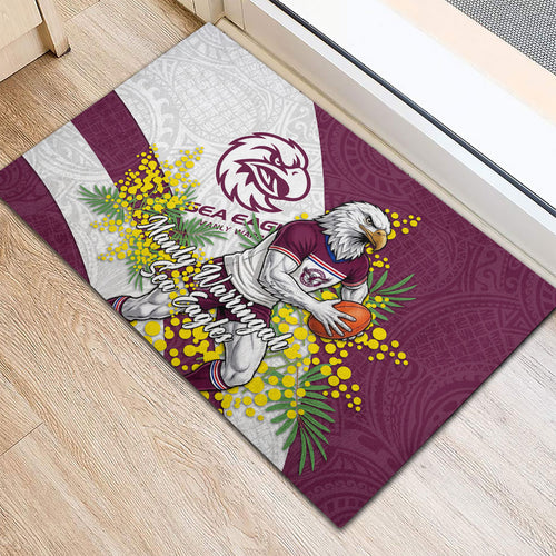 Manly Warringah Sea Eagles Rubber Doormat Golden Wattle Floral Polynesian - Australian Flower - Rugby Mascot
