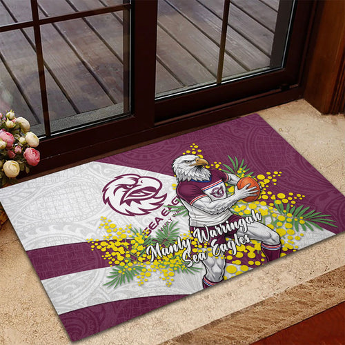 Manly Warringah Sea Eagles Rubber Doormat Golden Wattle Floral Polynesian - Australian Flower - Rugby Mascot