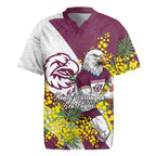 Manly Warringah Sea Eagles Rugby Jersey Golden Wattle Floral Polynesian - Australian Flower - Rugby Mascot
