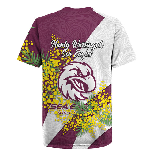 Manly Warringah Sea Eagles Rugby Jersey Golden Wattle Floral Polynesian - Australian Flower - Rugby Mascot