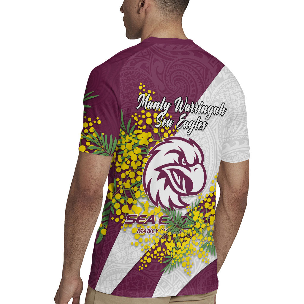 Manly Warringah Sea Eagles Rugby Jersey Golden Wattle Floral Polynesian - Australian Flower - Rugby Mascot