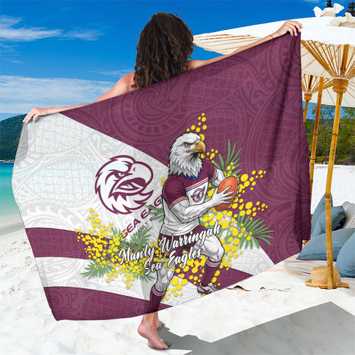 Manly Warringah Sea Eagles Sarong Golden Wattle Floral Polynesian - Australian Flower - Rugby Mascot