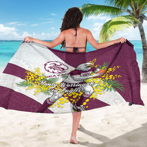 Manly Warringah Sea Eagles Sarong Golden Wattle Floral Polynesian - Australian Flower - Rugby Mascot