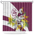 Manly Warringah Sea Eagles Shower Curtain Golden Wattle Floral Polynesian - Australian Flower - Rugby Mascot
