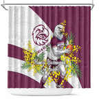 Manly Warringah Sea Eagles Shower Curtain Golden Wattle Floral Polynesian - Australian Flower - Rugby Mascot