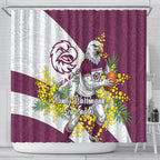 Manly Warringah Sea Eagles Shower Curtain Golden Wattle Floral Polynesian - Australian Flower - Rugby Mascot