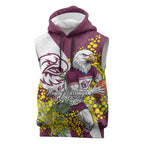 Manly Warringah Sea Eagles Sleeveless Hoodie Golden Wattle Floral Polynesian - Australian Flower - Rugby Mascot