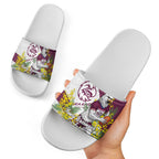 Manly Warringah Sea Eagles Slide Sandals Golden Wattle Floral Polynesian - Australian Flower - Rugby Mascot