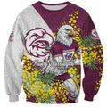 Manly Warringah Sea Eagles Sweatshirt Golden Wattle Floral Polynesian - Australian Flower - Rugby Mascot