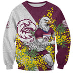 Manly Warringah Sea Eagles Sweatshirt Golden Wattle Floral Polynesian - Australian Flower - Rugby Mascot