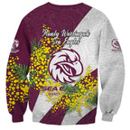 Manly Warringah Sea Eagles Sweatshirt Golden Wattle Floral Polynesian - Australian Flower - Rugby Mascot