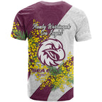 Manly Warringah Sea Eagles T Shirt Golden Wattle Floral Polynesian - Australian Flower - Rugby Mascot
