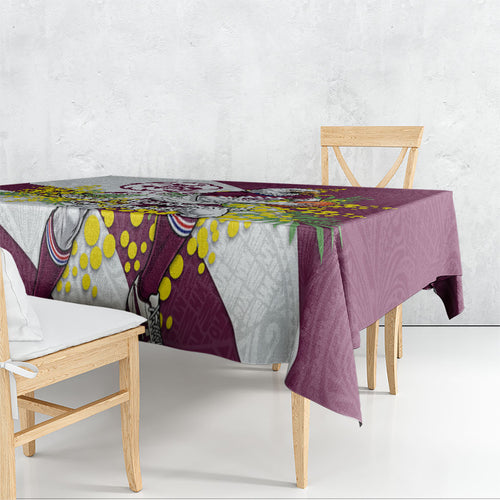 Manly Warringah Sea Eagles Tablecloth Golden Wattle Floral Polynesian - Australian Flower - Rugby Mascot