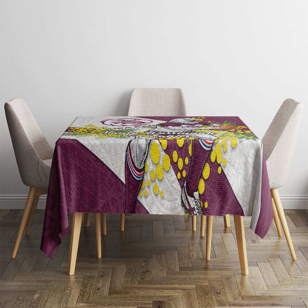 Manly Warringah Sea Eagles Tablecloth Golden Wattle Floral Polynesian - Australian Flower - Rugby Mascot