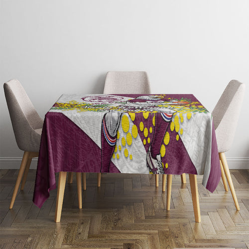 Manly Warringah Sea Eagles Tablecloth Golden Wattle Floral Polynesian - Australian Flower - Rugby Mascot