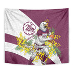 Manly Warringah Sea Eagles Tapestry Golden Wattle Floral Polynesian - Australian Flower - Rugby Mascot