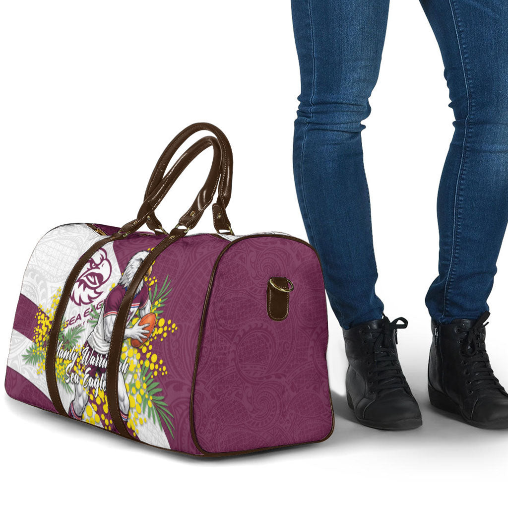 Manly Warringah Sea Eagles Travel Bag Golden Wattle Floral Polynesian - Australian Flower - Rugby Mascot