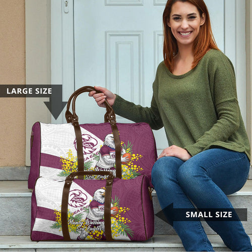Manly Warringah Sea Eagles Travel Bag Golden Wattle Floral Polynesian - Australian Flower - Rugby Mascot
