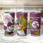 Manly Warringah Sea Eagles Tumbler Cup Golden Wattle Floral Polynesian - Australian Flower - Rugby Mascot