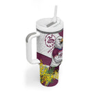 Manly Warringah Sea Eagles Tumbler With Handle Golden Wattle Floral Polynesian - Australian Flower - Rugby Mascot