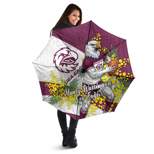 Manly Warringah Sea Eagles Umbrella Golden Wattle Floral Polynesian - Australian Flower - Rugby Mascot