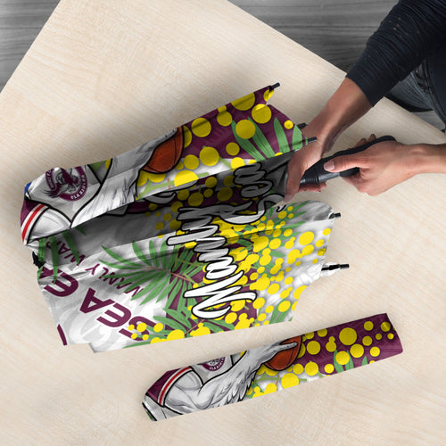 Manly Warringah Sea Eagles Umbrella Golden Wattle Floral Polynesian - Australian Flower - Rugby Mascot