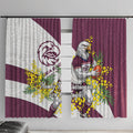 Manly Warringah Sea Eagles Window Curtain Golden Wattle Floral Polynesian - Australian Flower - Rugby Mascot