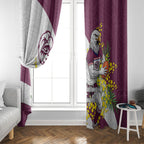 Manly Warringah Sea Eagles Window Curtain Golden Wattle Floral Polynesian - Australian Flower - Rugby Mascot