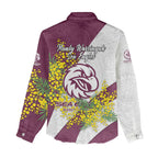 Manly Warringah Sea Eagles Women Casual Shirt Golden Wattle Floral Polynesian - Australian Flower - Rugby Mascot