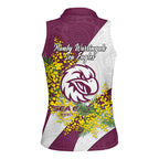 Manly Warringah Sea Eagles Women Sleeveless Polo Shirt Golden Wattle Floral Polynesian - Australian Flower - Rugby Mascot