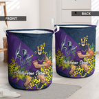 Melbourne Storm Laundry Basket Golden Wattle Floral Polynesian - Australian Flower - Rugby Mascot