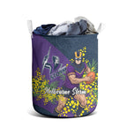 Melbourne Storm Laundry Basket Golden Wattle Floral Polynesian - Australian Flower - Rugby Mascot