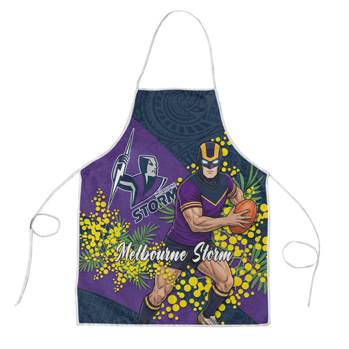 Melbourne Storm Apron Golden Wattle Floral Polynesian - Australian Flower - Rugby Mascot