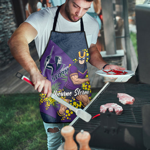 Melbourne Storm Apron Golden Wattle Floral Polynesian - Australian Flower - Rugby Mascot
