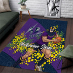 Melbourne Storm Area Rug Golden Wattle Floral Polynesian - Australian Flower - Rugby Mascot