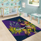 Melbourne Storm Area Rug Golden Wattle Floral Polynesian - Australian Flower - Rugby Mascot