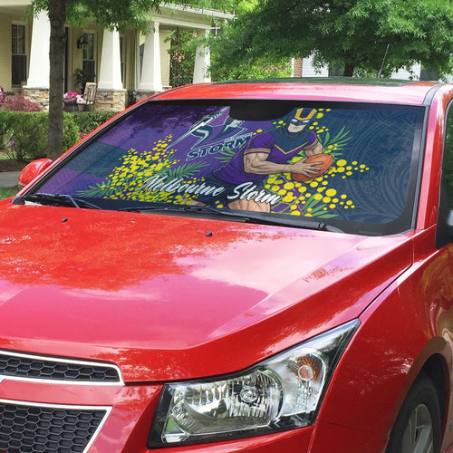 Melbourne Storm Auto Sun Shade Golden Wattle Floral Polynesian - Australian Flower - Rugby Mascot