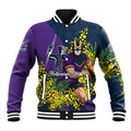 Melbourne Storm Baseball Jacket Golden Wattle Floral Polynesian - Australian Flower - Rugby Mascot